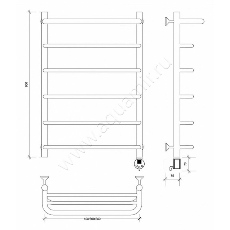 Полотенцесушитель электрический Secado Мерида 1 4603759408620 размеры