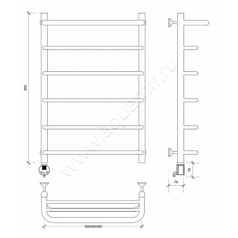 Полотенцесушитель электрический Secado Мерида 1 4603759408620 размеры