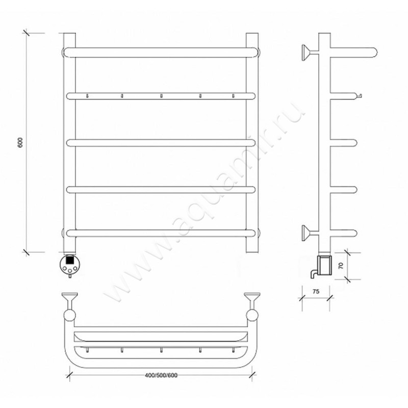 Полотенцесушитель электрический Secado Мерида 1 4603777452537 размеры