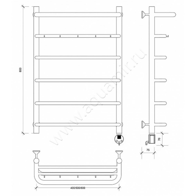 Полотенцесушитель электрический Secado Мерида 1 4603777452551 размеры