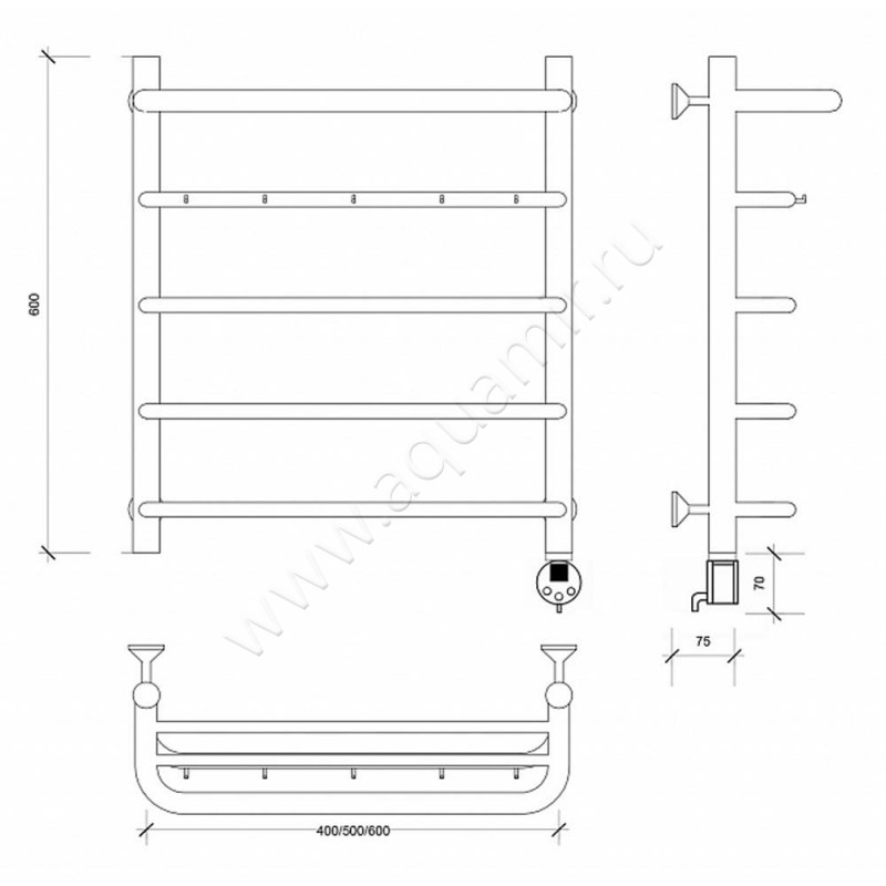 Полотенцесушитель электрический Secado Мерида 1 4603777452544 размеры