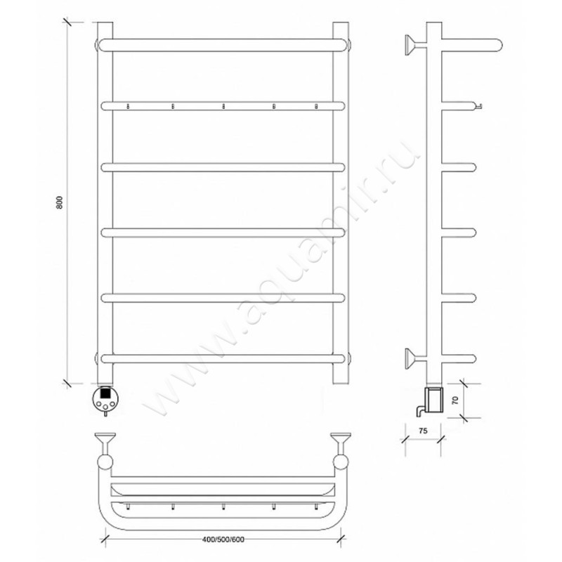 Полотенцесушитель электрический Secado Мерида 1 4603777452568 размеры