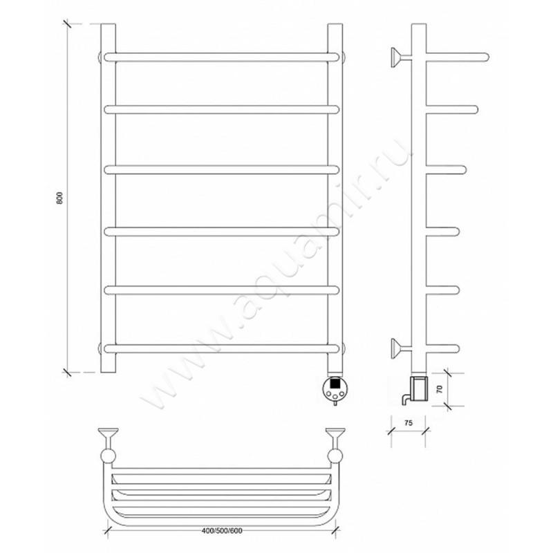 Полотенцесушитель электрический Secado Мерида 2 4603777452872 размеры