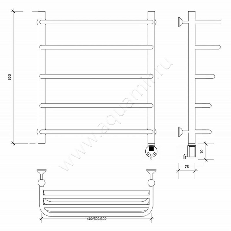 Полотенцесушитель электрический Secado Мерида 2 4603777452865 размеры