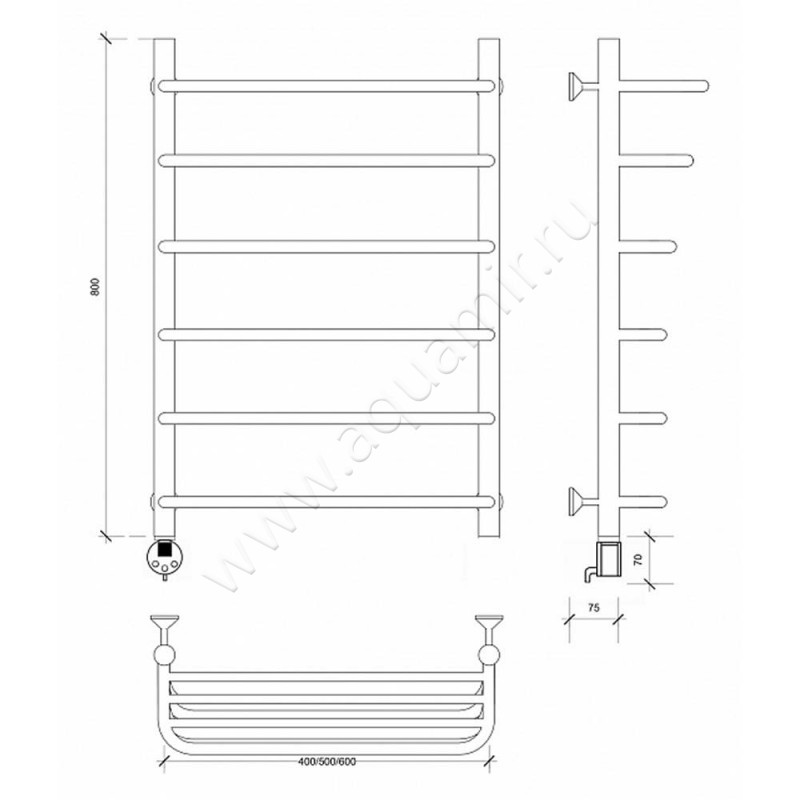 Полотенцесушитель электрический Secado Мерида 2 4603777452889 размеры