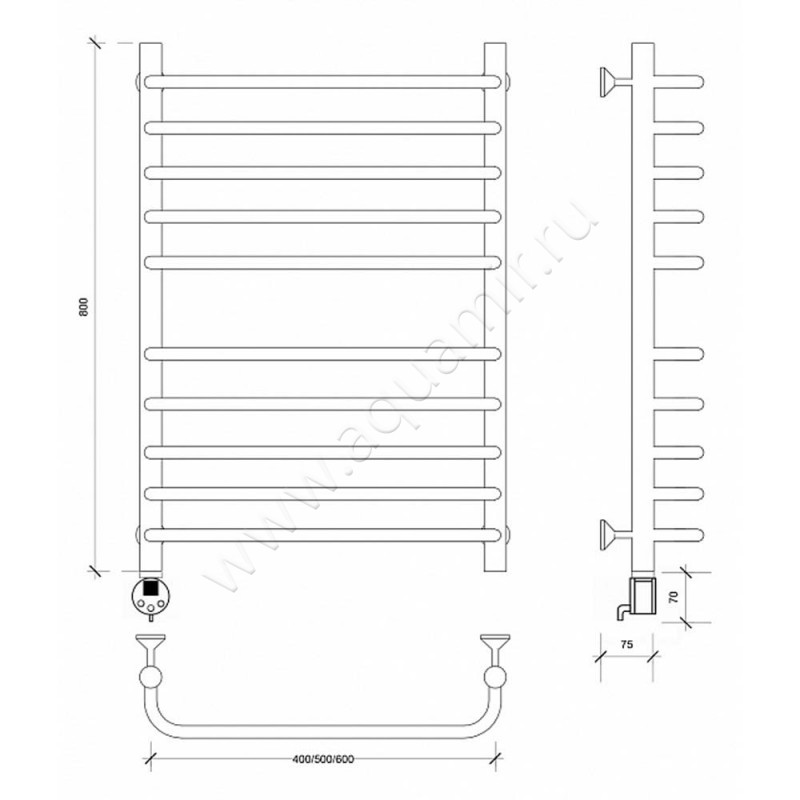 Полотенцесушитель электрический Secado Мерида 4 4603777453190 размеры