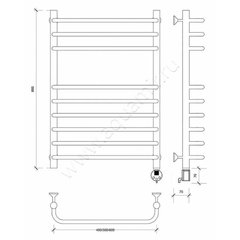Полотенцесушитель электрический Secado Мерида 5 4603777453299 размеры