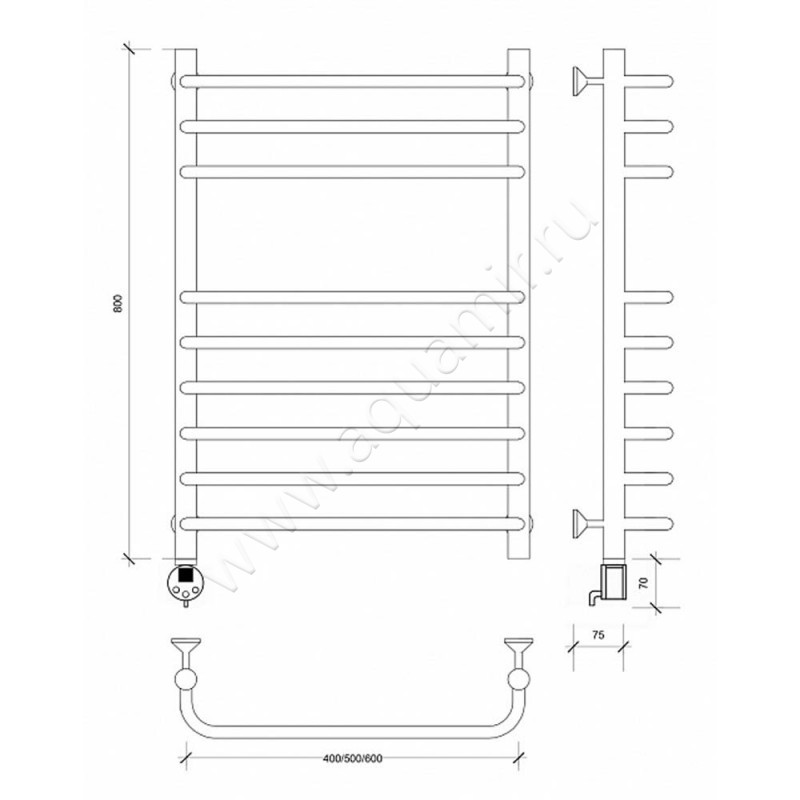 Полотенцесушитель электрический Secado Мерида 5 4603777453299 размеры