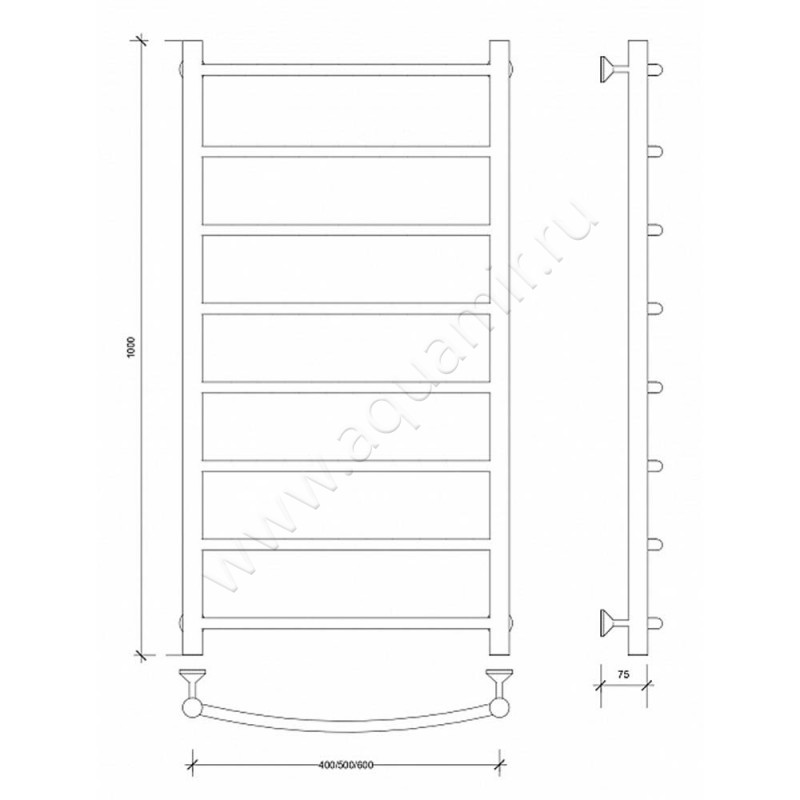 Полотенцесушитель электрический Secado Милан 1 4603777450847 размеры
