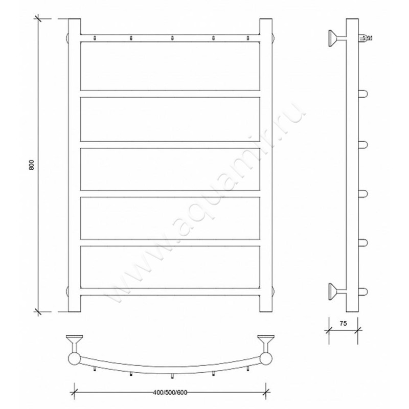 Полотенцесушитель электрический Secado Милан 1 4603759408934 размеры