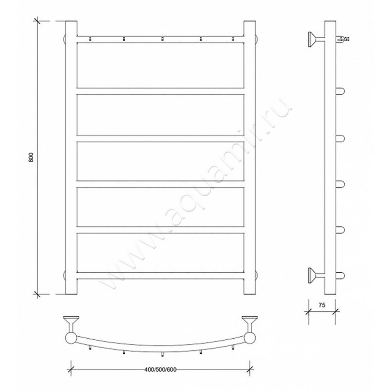 Полотенцесушитель электрический Secado Милан 1 4603777450984 размеры
