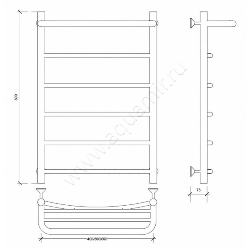 Полотенцесушитель электрический Secado Милан 1 4603759408972 размеры