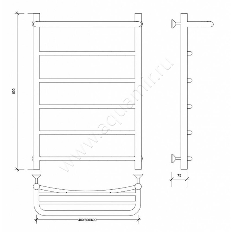 Полотенцесушитель электрический Secado Милан 1 4603759408972 размеры