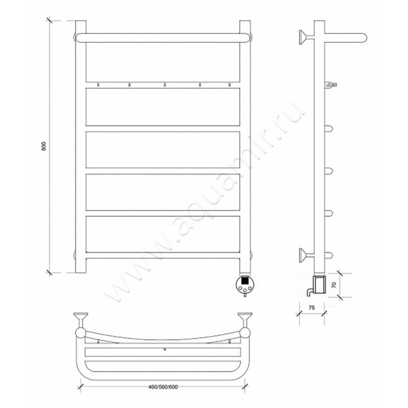 Полотенцесушитель электрический Secado Милан 1 4603777451271 размеры