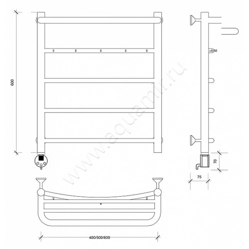 Полотенцесушитель электрический Secado Милан 1 4603777451264 размеры