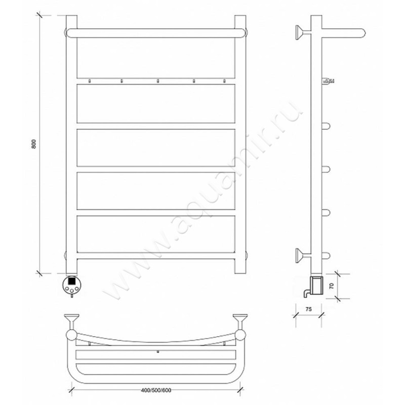 Полотенцесушитель электрический Secado Милан 1 4603777451288 размеры