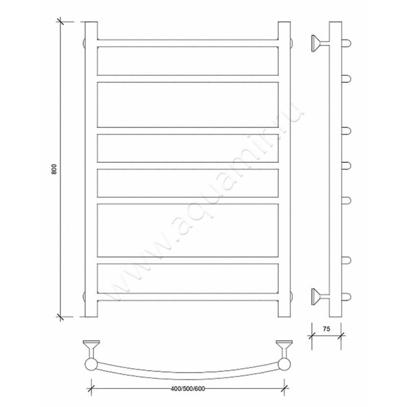 Полотенцесушитель электрический Secado Милан 2 4603759403212 размеры