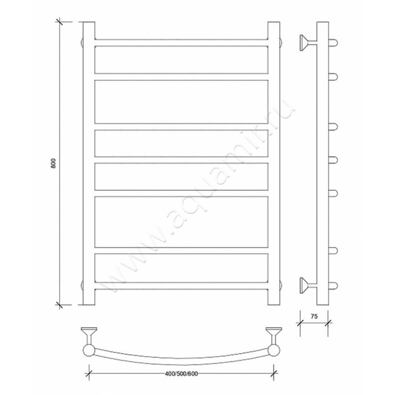 Полотенцесушитель электрический Secado Милан 2 4603759403212 размеры