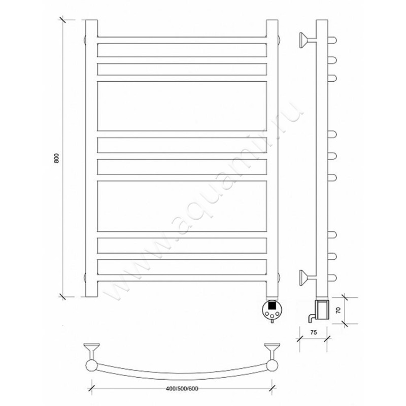 Полотенцесушитель электрический Secado Милан 3 4603759403250 размеры