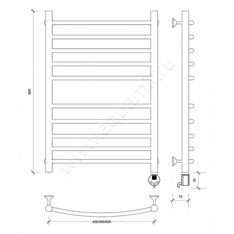 Полотенцесушитель электрический Secado Милан 4 4603759403298 размеры