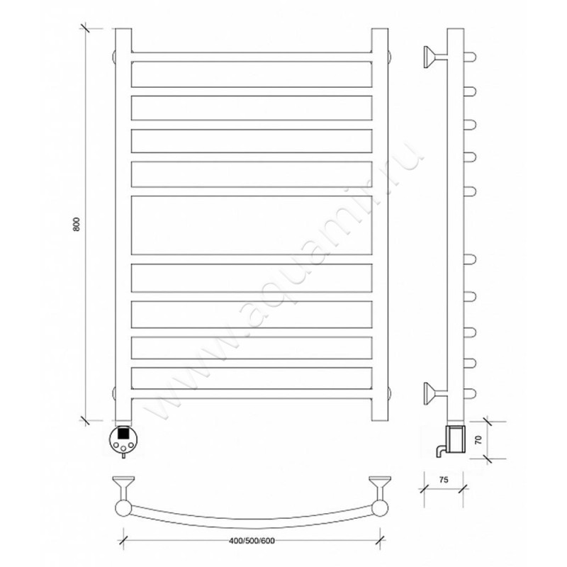 Полотенцесушитель электрический Secado Милан 4 4603759409139 размеры