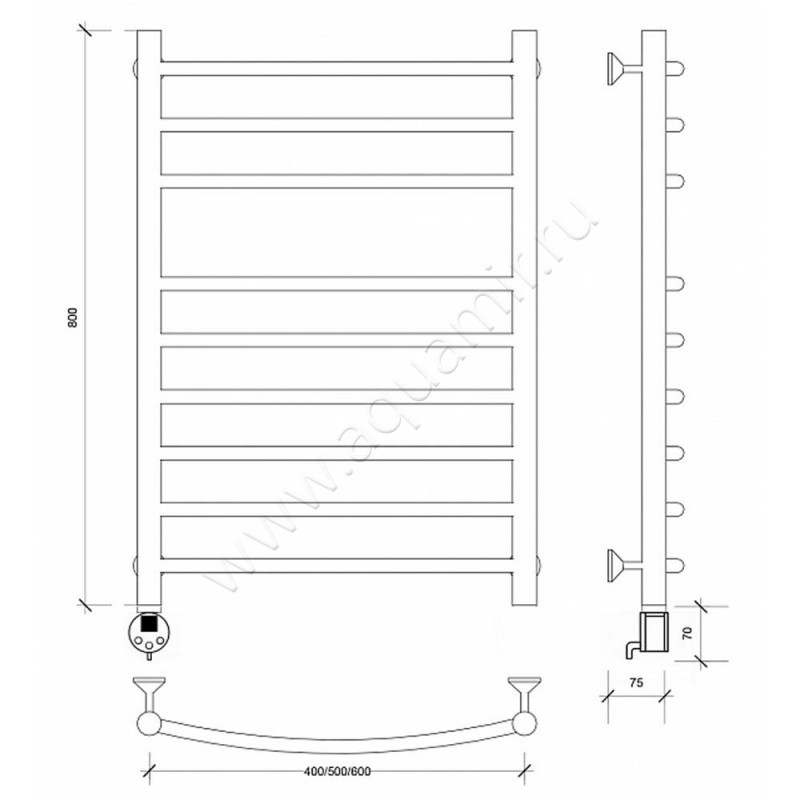 Полотенцесушитель электрический Secado Милан 5 4603759403335 размеры