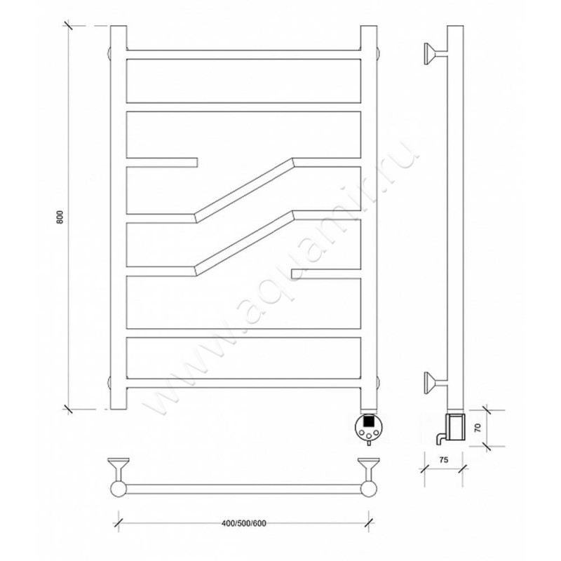 Полотенцесушитель электрический Secado Риволи 4603777457945 размеры