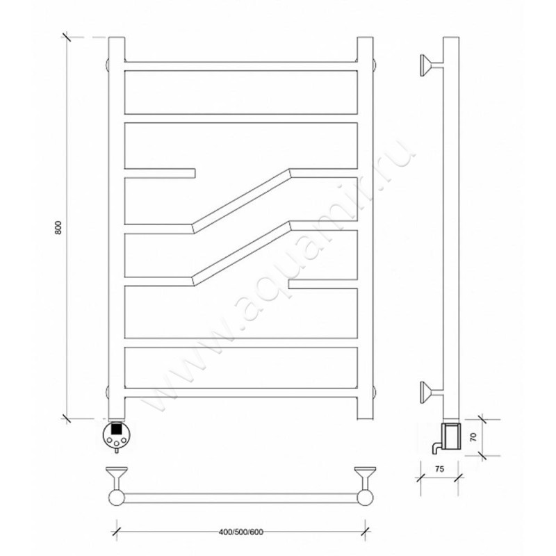 Полотенцесушитель электрический Secado Риволи 4603777457952 размеры