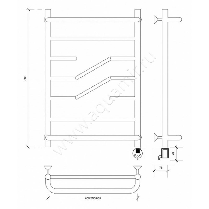 Полотенцесушитель электрический Secado Риволи 4603777458188 размеры