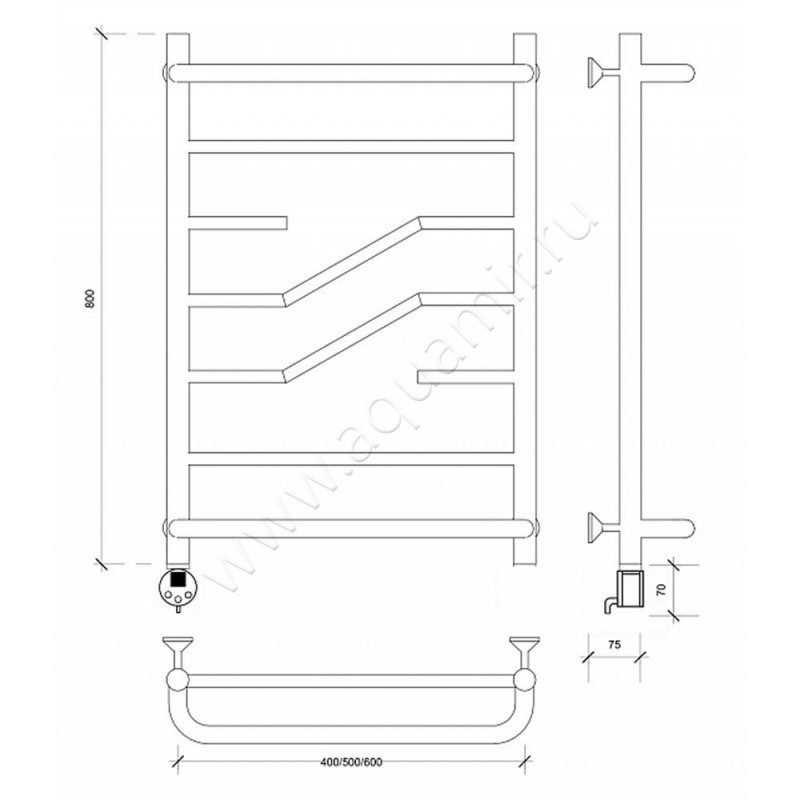 Полотенцесушитель электрический Secado Риволи 4603777458188 размеры