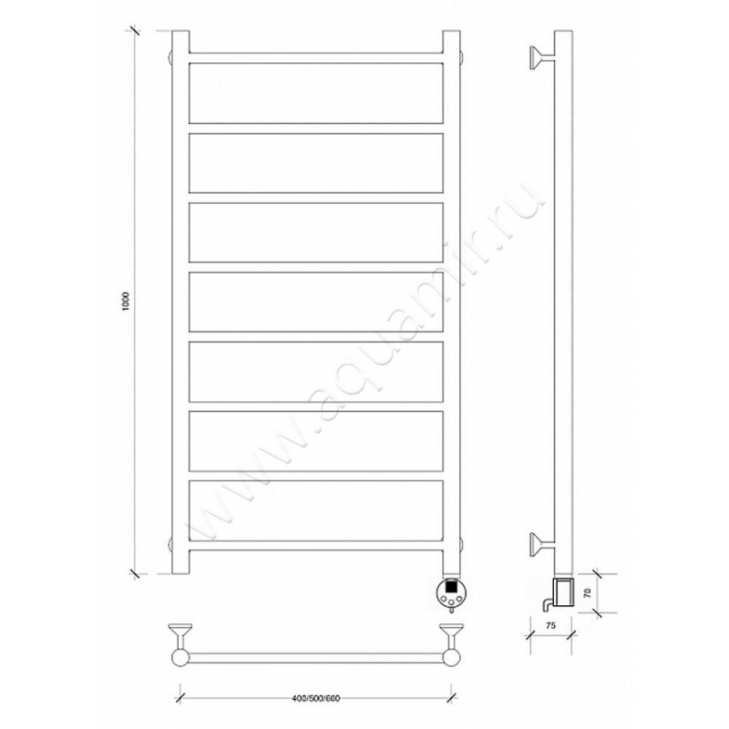 Полотенцесушитель электрический Secado Триада 1 4603777448424 размеры