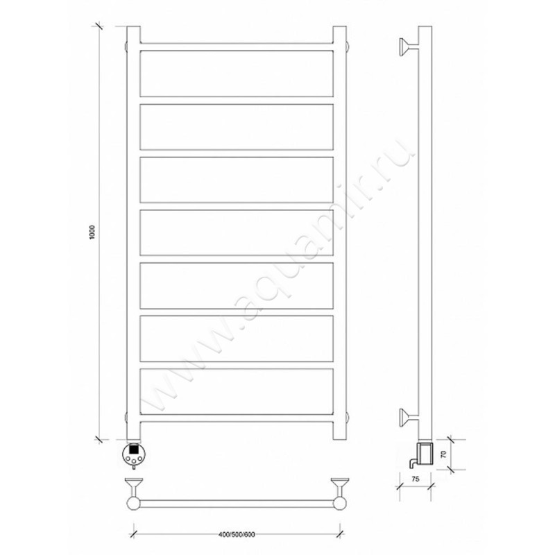 Полотенцесушитель электрический Secado Триада 1 4603777448424 размеры