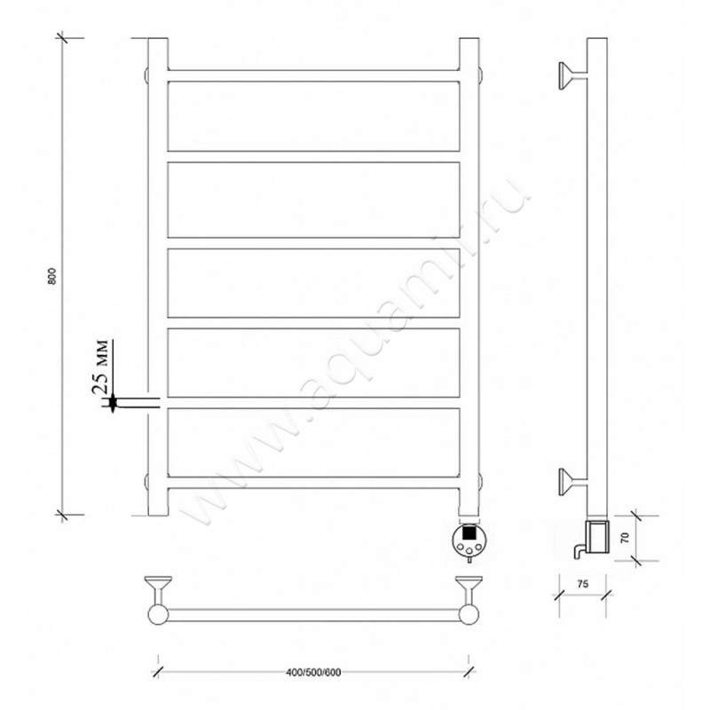 Полотенцесушитель электрический Secado Триада 1 4673739247266 размеры