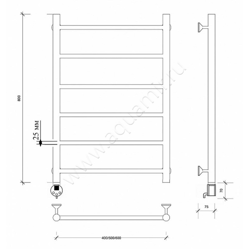 Полотенцесушитель электрический Secado Триада 1 4673739247266 размеры