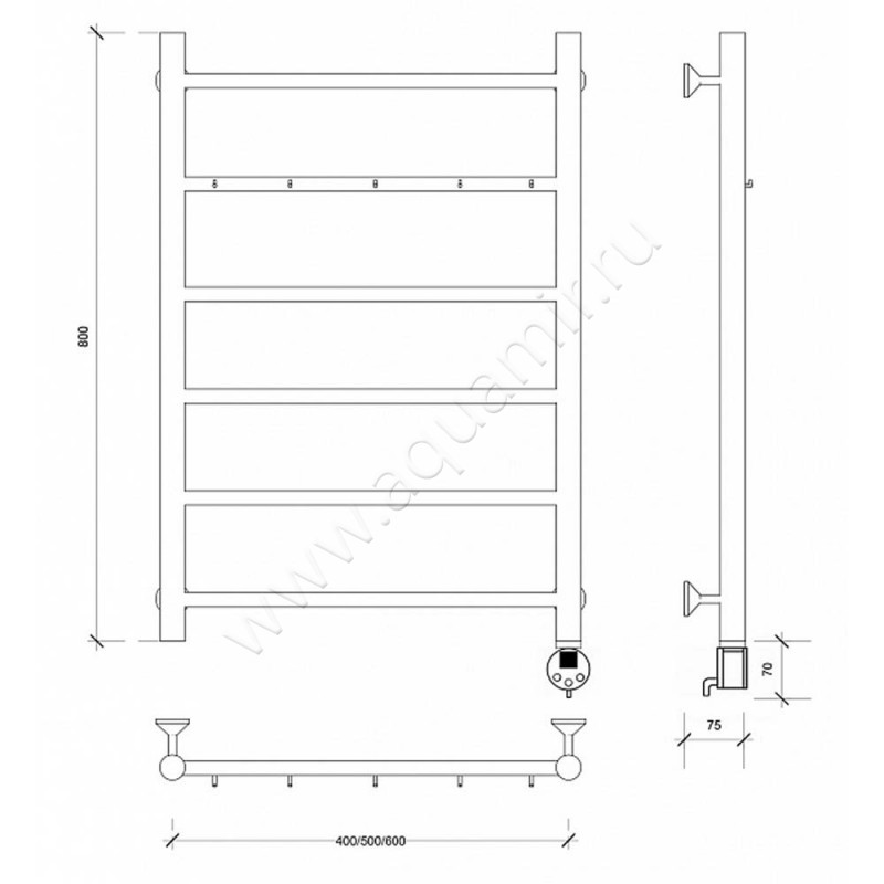 Полотенцесушитель электрический Secado Триада 1 4603759403731 размеры