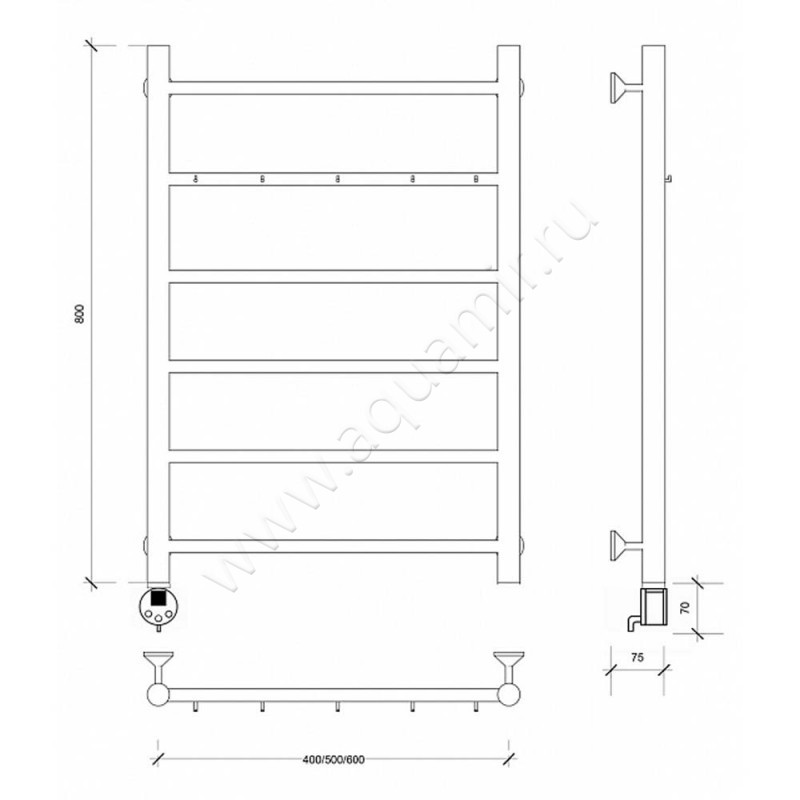 Полотенцесушитель электрический Secado Триада 1 4603777448561 размеры