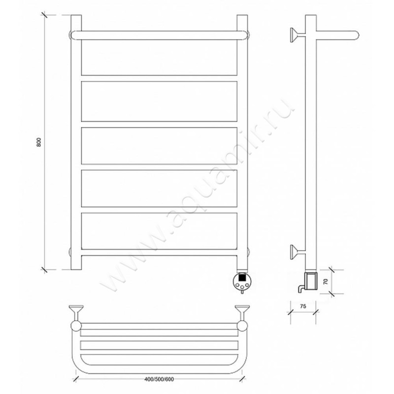 Полотенцесушитель электрический Secado Триада 1 4603759409627 размеры