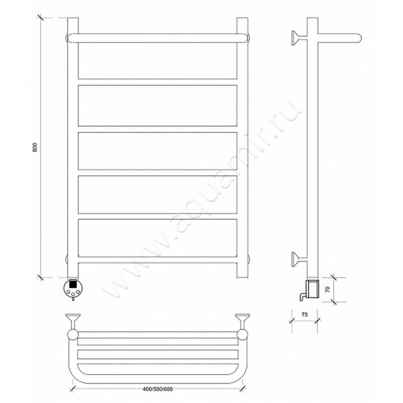 Полотенцесушитель электрический Secado Триада 1 4603759409627 размеры