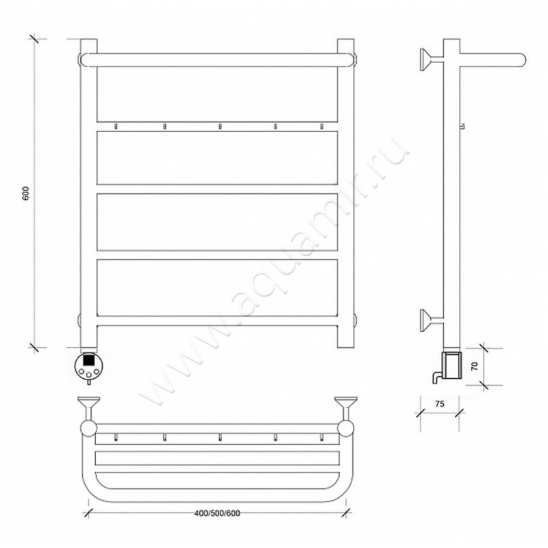Полотенцесушитель электрический Secado Триада 1 4603777448851 размеры