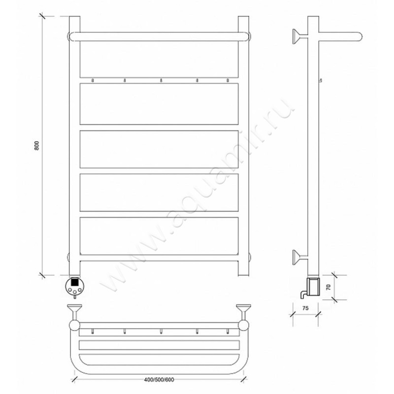 Полотенцесушитель электрический Secado Триада 1 4603777448875 размеры