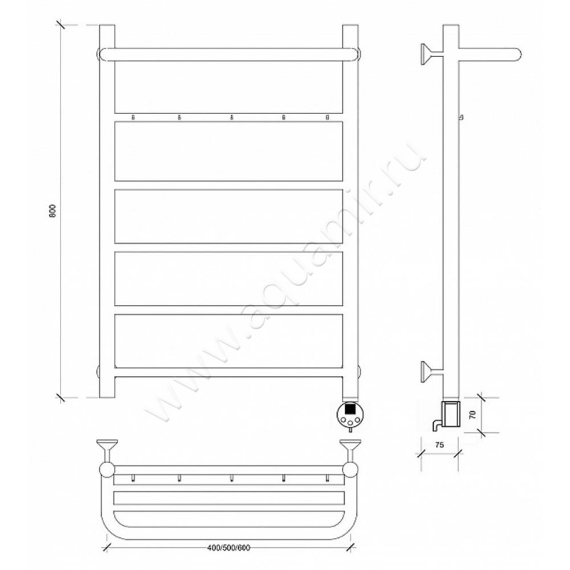 Полотенцесушитель электрический Secado Триада 1 4603777448875 размеры