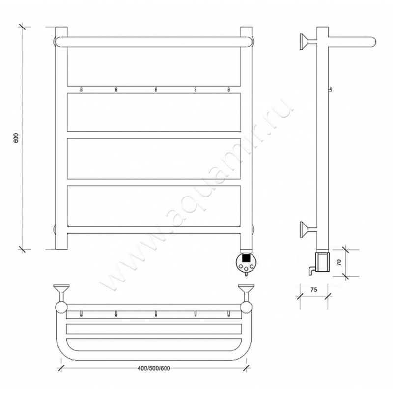 Полотенцесушитель электрический Secado Триада 1 4603777448868 размеры