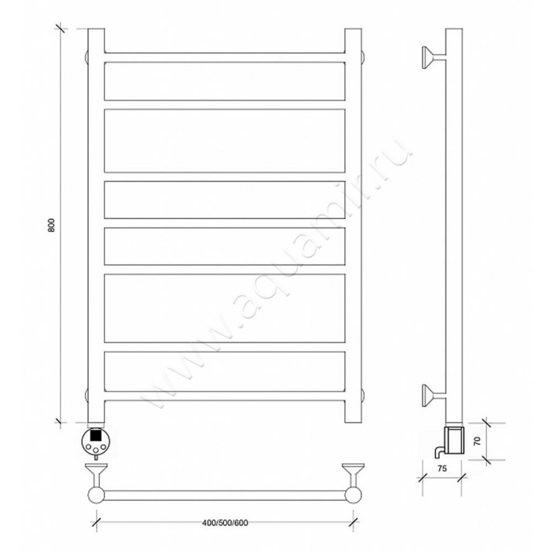 Полотенцесушитель электрический Secado Триада 2 4603759403854 размеры