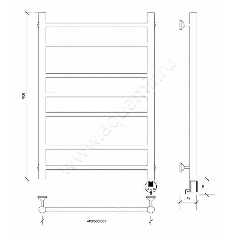 Полотенцесушитель электрический Secado Триада 2 4603759409702 размеры