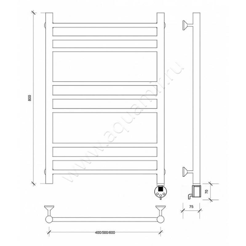 Полотенцесушитель электрический Secado Триада 3 4603759403892 размеры