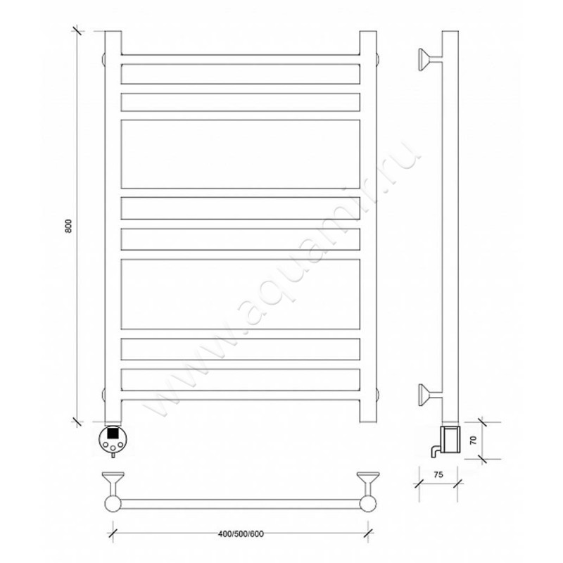 Полотенцесушитель электрический Secado Триада 3 4603759409740 размеры