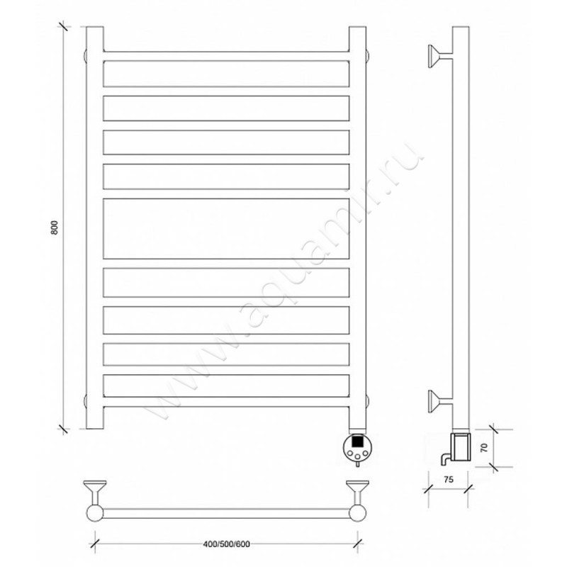 Полотенцесушитель электрический Secado Триада 4 4603759403939 размеры