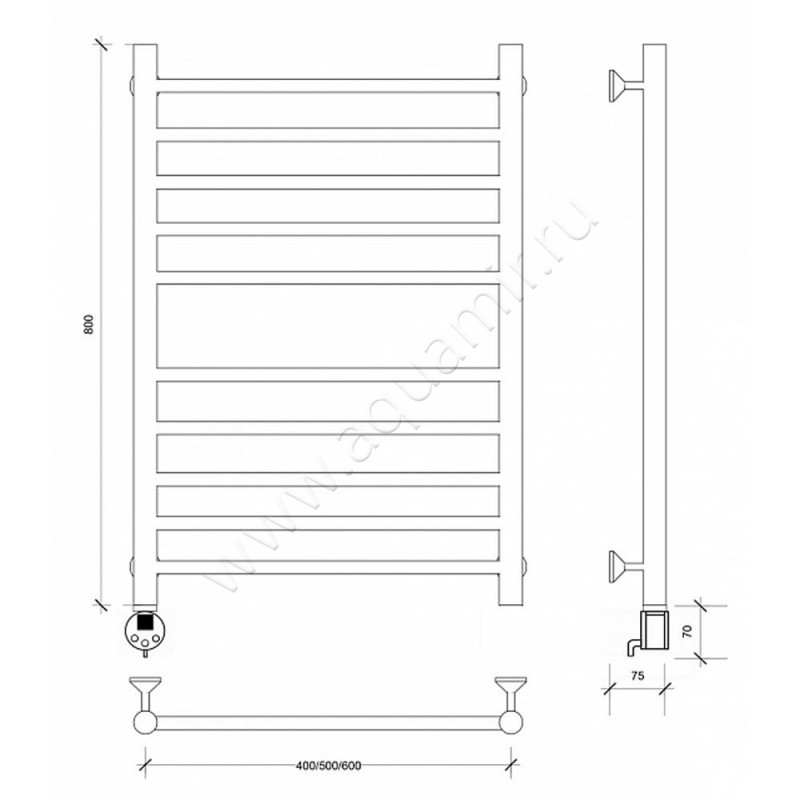 Полотенцесушитель электрический Secado Триада 4 4603759409788 размеры