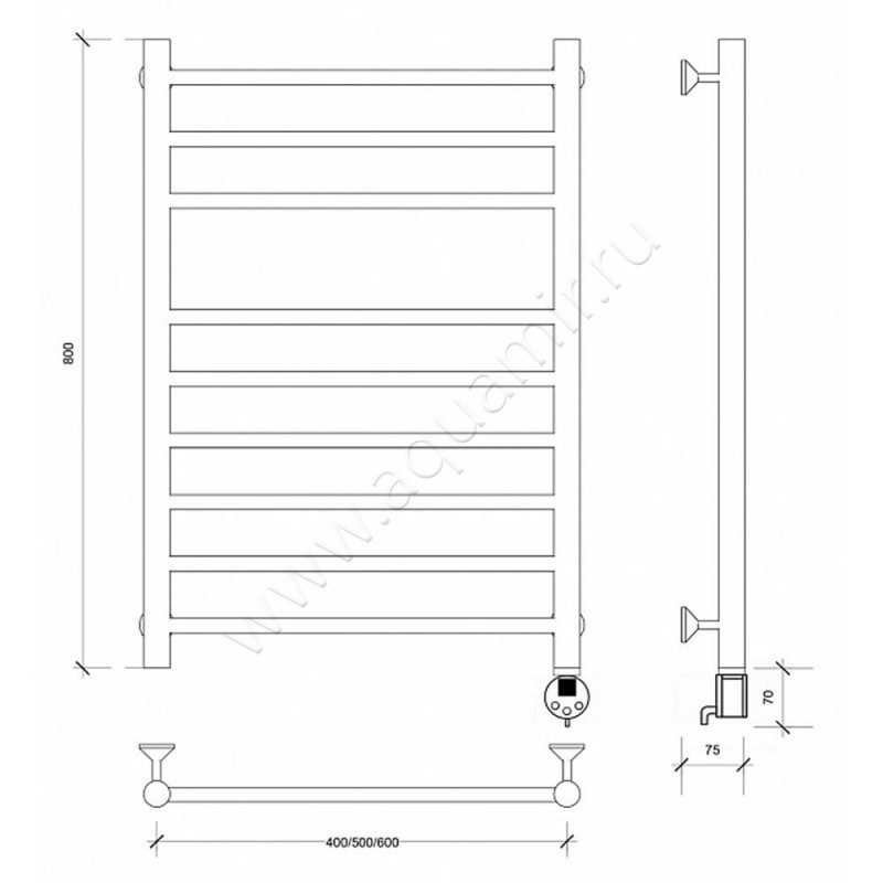 Полотенцесушитель электрический Secado Триада 5 4603759403977 размеры