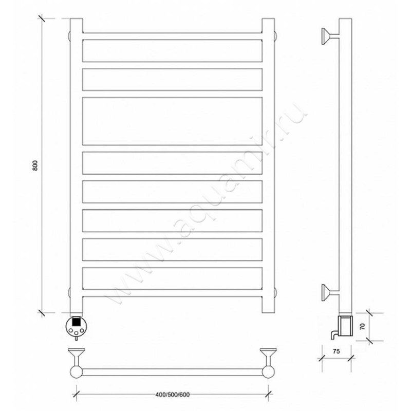 Полотенцесушитель электрический Secado Триада 5 4603759403977 размеры